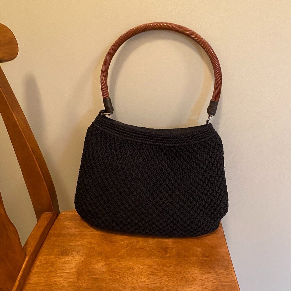 Sak black crochet purse